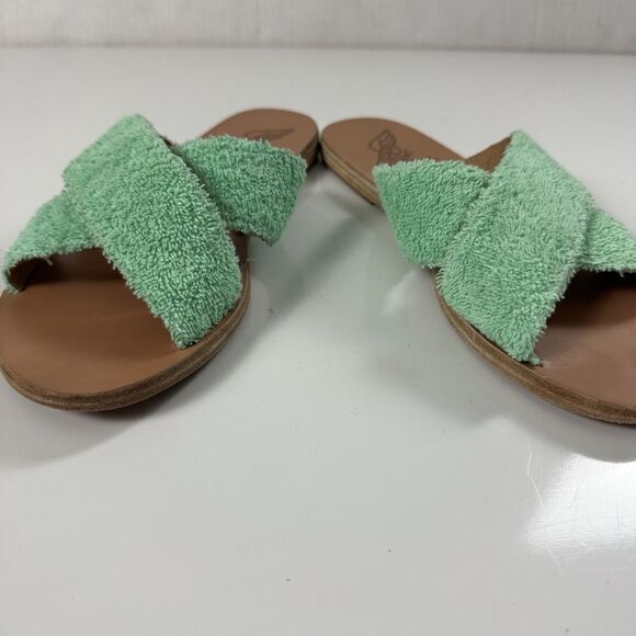 Ancient Greek Thais Terry Slide Sherpa Sandals Womens 41 US 10.5-11 Aqua Green - Picture 8 of 10